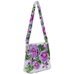 Flowers Roses Aquilegias Ferns Zipper Messenger Bag by Pakrebo