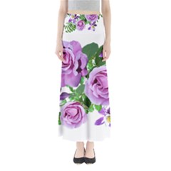 Flowers Roses Aquilegias Ferns Full Length Maxi Skirt by Pakrebo