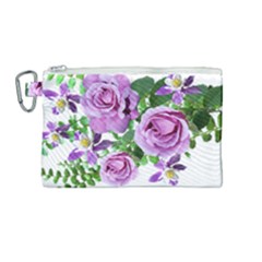 Flowers Roses Aquilegias Ferns Canvas Cosmetic Bag (medium) by Pakrebo