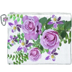 Flowers Roses Aquilegias Ferns Canvas Cosmetic Bag (xxxl) by Pakrebo