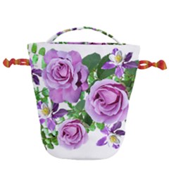 Flowers Roses Aquilegias Ferns Drawstring Bucket Bag by Pakrebo