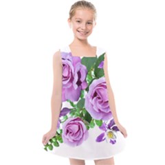 Flowers Roses Aquilegias Ferns Kids  Cross Back Dress