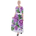 Flowers Roses Aquilegias Ferns Half Sleeves Maxi Dress View1