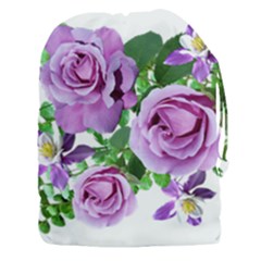 Flowers Roses Aquilegias Ferns Drawstring Pouch (xxxl) by Pakrebo