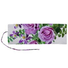 Flowers Roses Aquilegias Ferns Roll Up Canvas Pencil Holder (m)