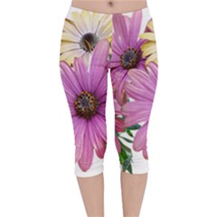 Flowers Daisies Arrangement Garden Velvet Capri Leggings  by Pakrebo