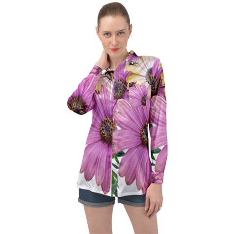 Flowers Daisies Arrangement Garden Long Sleeve Satin Shirt by Pakrebo