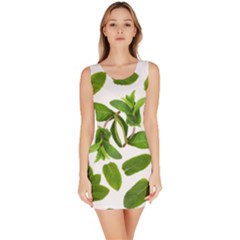 Mint Seamless Pattern Leaf Green Bodycon Dress by Pakrebo