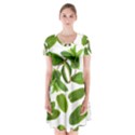 Mint Seamless Pattern Leaf Green Short Sleeve V-neck Flare Dress View1