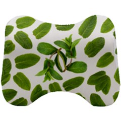 Mint Seamless Pattern Leaf Green Head Support Cushion by Pakrebo