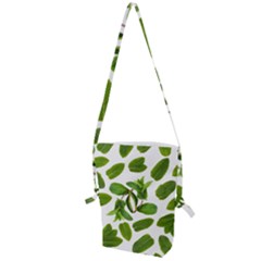 Mint Seamless Pattern Leaf Green Folding Shoulder Bag by Pakrebo