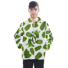 Mint Seamless Pattern Leaf Green Men s Half Zip Pullover