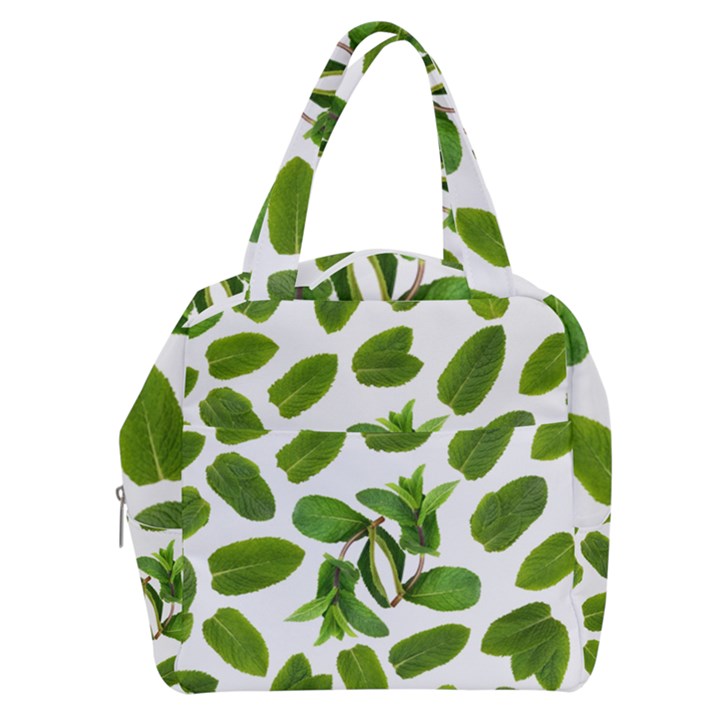 Mint Seamless Pattern Leaf Green Boxy Hand Bag