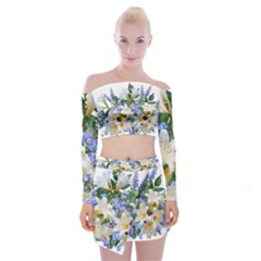 Flowers Lilies Arrangement Bouquet Off Shoulder Top With Mini Skirt Set by Pakrebo