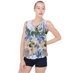 Flowers Lilies Arrangement Bouquet Bubble Hem Chiffon Tank Top by Pakrebo