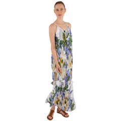 Flowers Lilies Arrangement Bouquet Cami Maxi Ruffle Chiffon Dress by Pakrebo