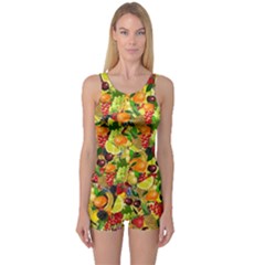 Background Pattern Structure Fruit One Piece Boyleg Swimsuit by Pakrebo