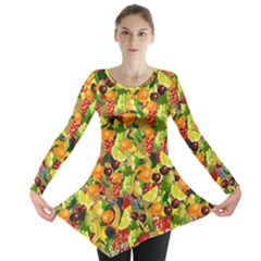 Background Pattern Structure Fruit Long Sleeve Tunic  by Pakrebo