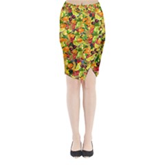 Background Pattern Structure Fruit Midi Wrap Pencil Skirt by Pakrebo