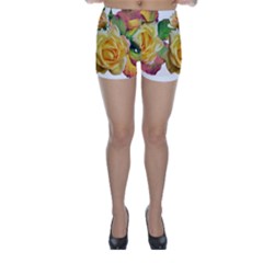 Flowers Roses Autumn Leaves Skinny Shorts by Pakrebo