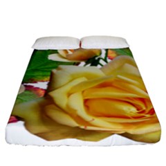 Flowers Roses Autumn Leaves Fitted Sheet (king Size) by Pakrebo