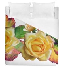 Flowers Roses Autumn Leaves Duvet Cover (queen Size) by Pakrebo