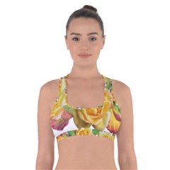 Flowers Roses Autumn Leaves Cross Back Sports Bra by Pakrebo