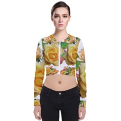 Flowers Roses Autumn Leaves Long Sleeve Zip Up Bomber Jacket by Pakrebo