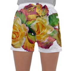 Flowers Roses Autumn Leaves Sleepwear Shorts by Pakrebo