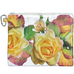 Flowers Roses Autumn Leaves Canvas Cosmetic Bag (xxxl) by Pakrebo