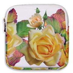 Flowers Roses Autumn Leaves Mini Square Pouch by Pakrebo