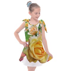 Flowers Roses Autumn Leaves Kids  Tie Up Tunic Dress by Pakrebo