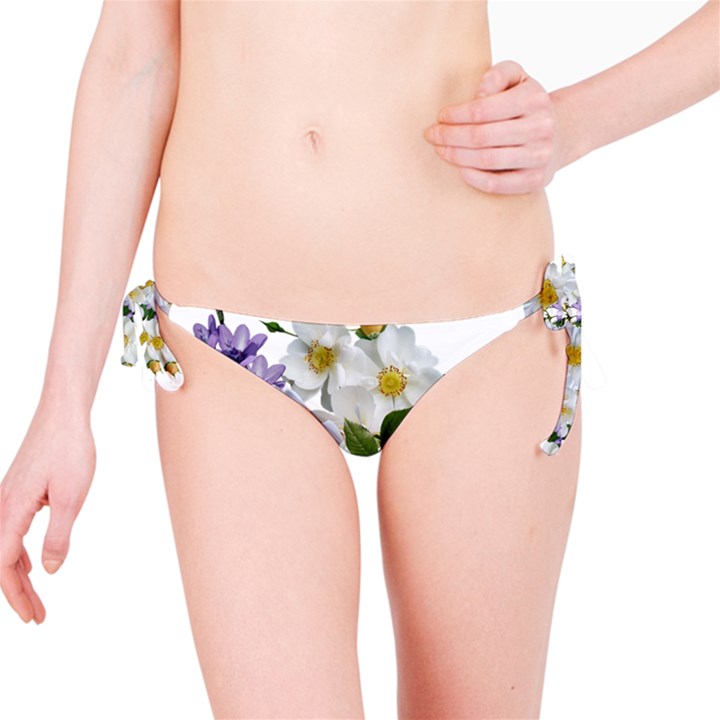 Flowers Roses White Mauve Babianas Bikini Bottom