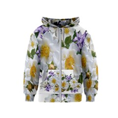 Flowers Roses White Mauve Babianas Kids  Zipper Hoodie