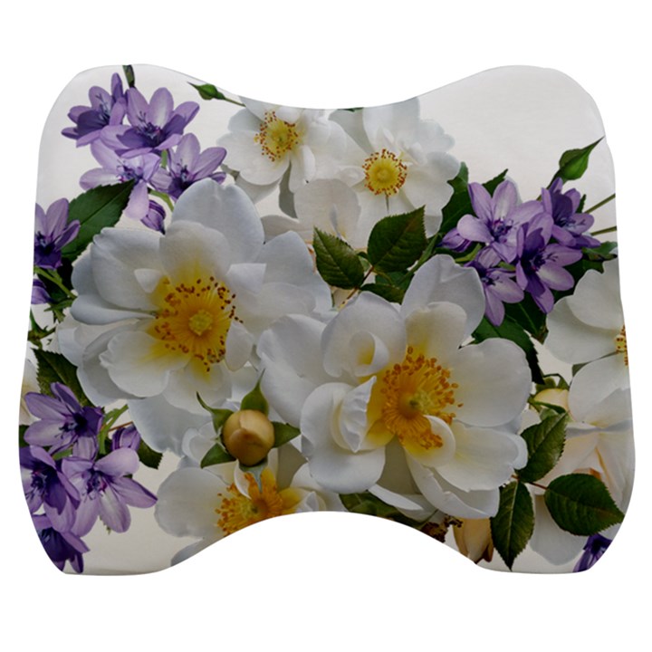 Flowers Roses White Mauve Babianas Velour Head Support Cushion