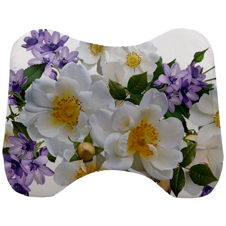 Flowers Roses White Mauve Babianas Head Support Cushion