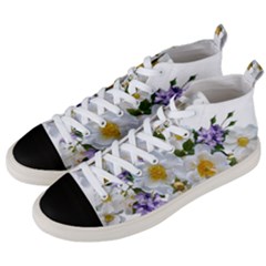 Flowers Roses White Mauve Babianas Men s Mid-top Canvas Sneakers by Pakrebo