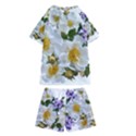 Flowers Roses White Mauve Babianas Kids  Swim Tee and Shorts Set View2