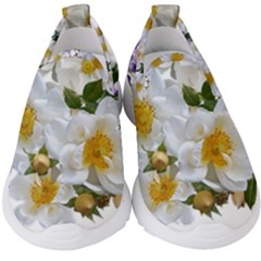 Flowers Roses White Mauve Babianas Kids  Slip On Sneakers