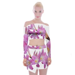 Lily Belladonna Easter Lily Off Shoulder Top With Mini Skirt Set by Pakrebo