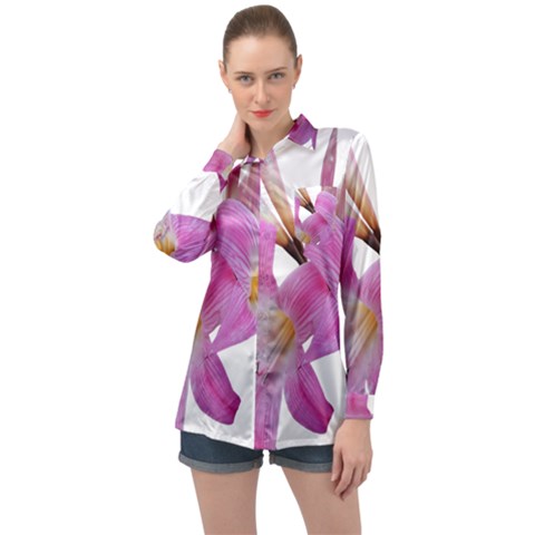 Lily Belladonna Easter Lily Long Sleeve Satin Shirt by Pakrebo