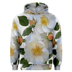 Roses Stamens Pollen Buds White Men s Overhead Hoodie