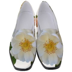 Roses Stamens Pollen Buds White Women s Classic Loafer Heels by Pakrebo