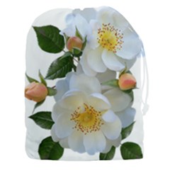 Roses Stamens Pollen Buds White Drawstring Pouch (xxxl) by Pakrebo