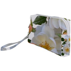 Roses Stamens Pollen Buds White Wristlet Pouch Bag (small)