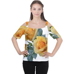 Roses Yellow Flowers Fragrant Cutout Shoulder Tee