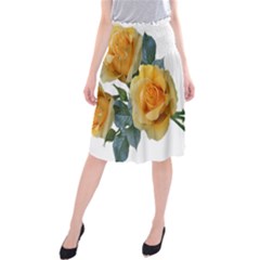 Roses Yellow Flowers Fragrant Midi Beach Skirt by Pakrebo