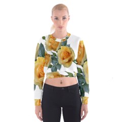 Roses Yellow Flowers Fragrant Cropped Sweatshirt