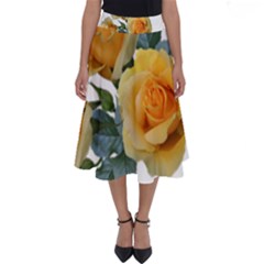 Roses Yellow Flowers Fragrant Perfect Length Midi Skirt by Pakrebo