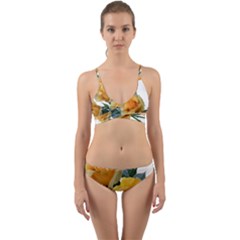 Roses Yellow Flowers Fragrant Wrap Around Bikini Set by Pakrebo